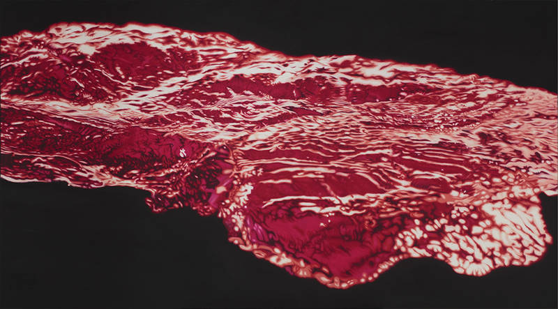 Franziska Rutishauser, painting: Aggregation I - Dark light matter, 2015, oil on canvas, 105x190cm