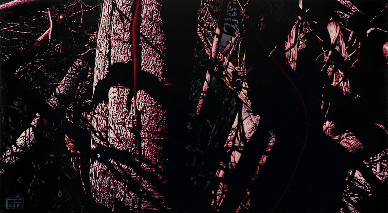 Franziska Rutishauser, painting: Gespalten (Torn)-Dark light matter, 2010, oil on canvas, 105x190cm