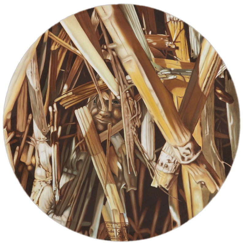 Franziska Rutishauser, painting: Straw & Gold No.8, 2006, oil on cotton, diameter: 70cm