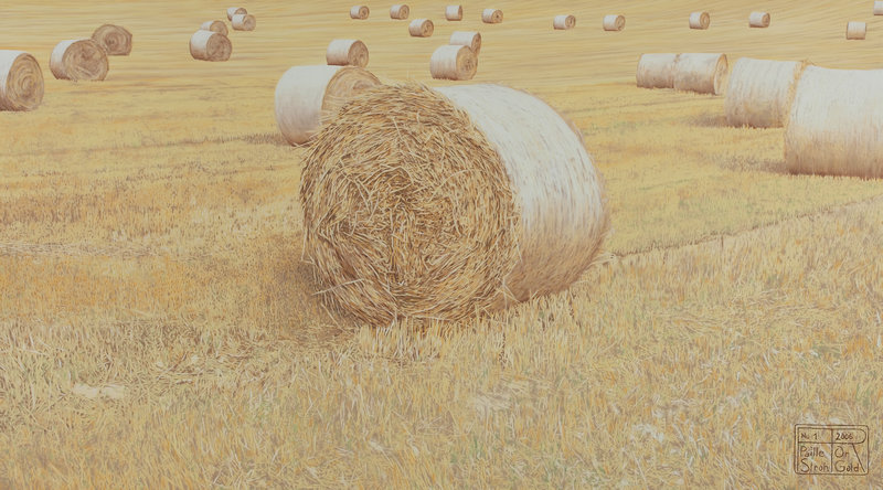 Franziska Rutishauser, painting: Straw & Gold (Stroh & Gold) No1, 2006, oil on canvas, 105x190cm