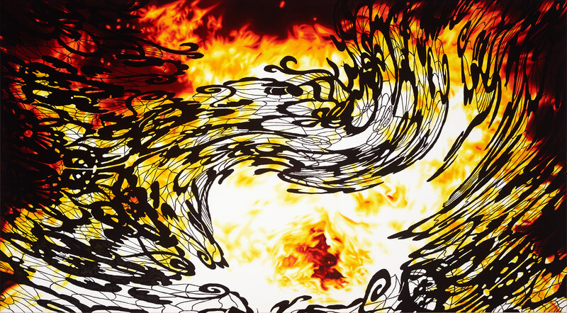 Franziska Rutishauser, Malerei, Feuer, 9-Burning matter, Öl auf Leinwand, 105x190cm