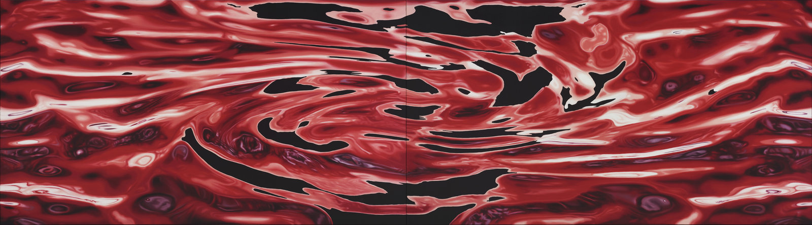 Franziska Rutishauser, Malerei: Aggregation VI-Dark light matter, 2016, Öl auf Leinwand, 105x380cm