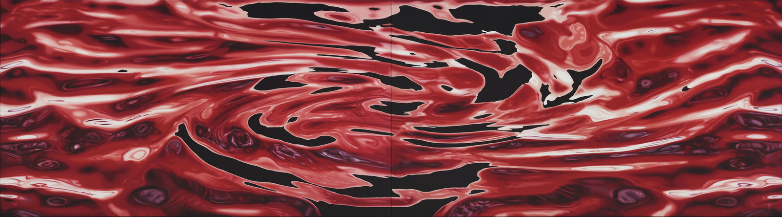 Franziska Rutishauser, peinture: Aggregation VI-dark light matter, 2016, huile sur lin, 105x380cm