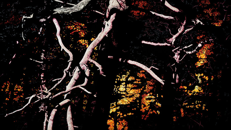 Franziska Rutishauser, Malerei, Feuer, Burning-Dark light matter, 2020, Öl auf Leinwand, 105x190cm